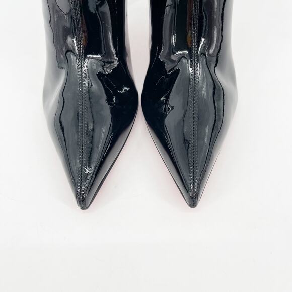Christian Louboutin Black Patent Leather Sporty Kate Booty 85 Ankle Boots EU 38 - Picture 7 of 13